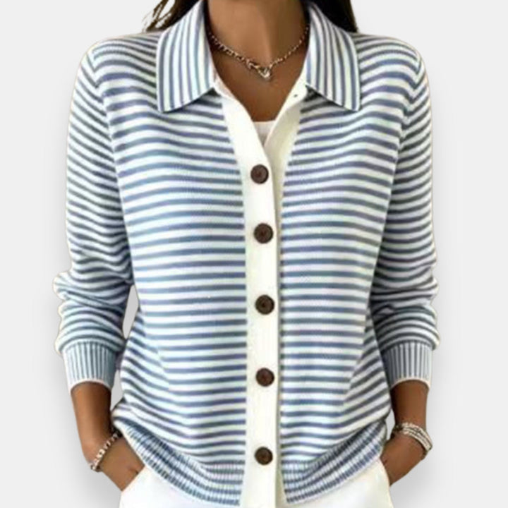 Kerry – Striped Button-Down Cardigan