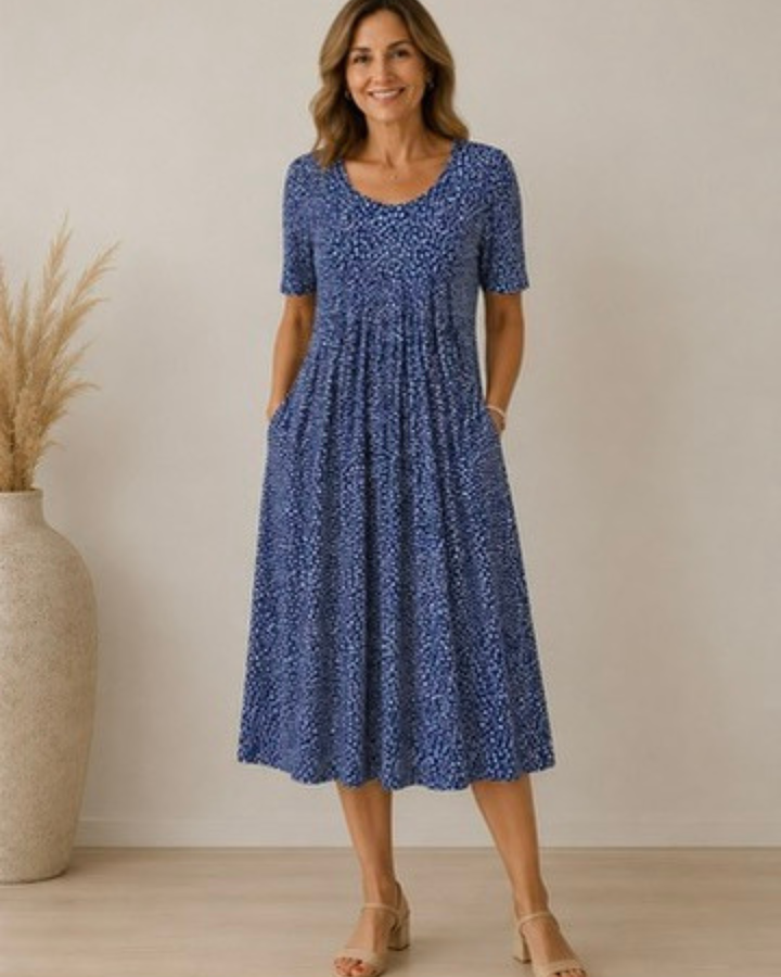 Anne – Floral Midi Dress with Pockets