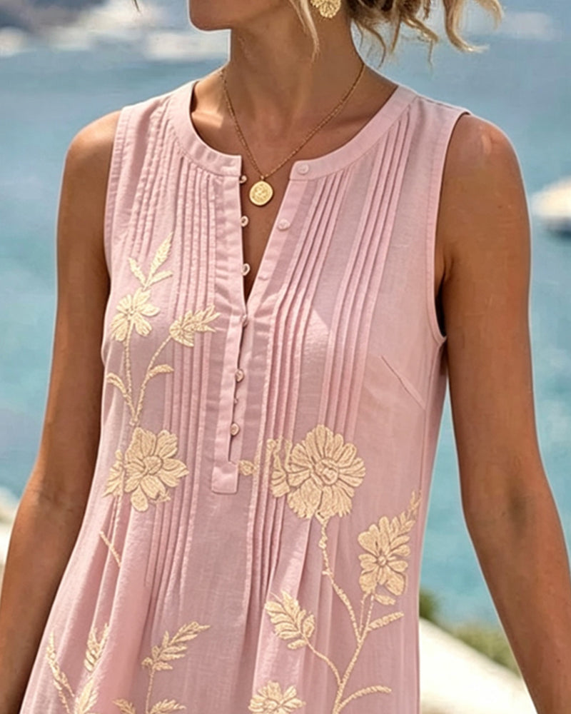Robin – Pleated Floral Shift Midi Dress