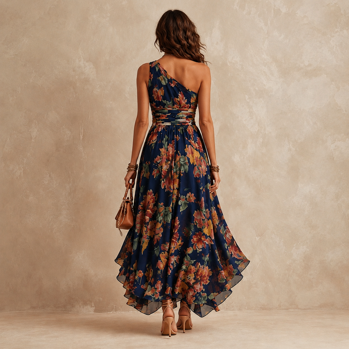 Rosemary – One-Shoulder Floral Maxi Dress