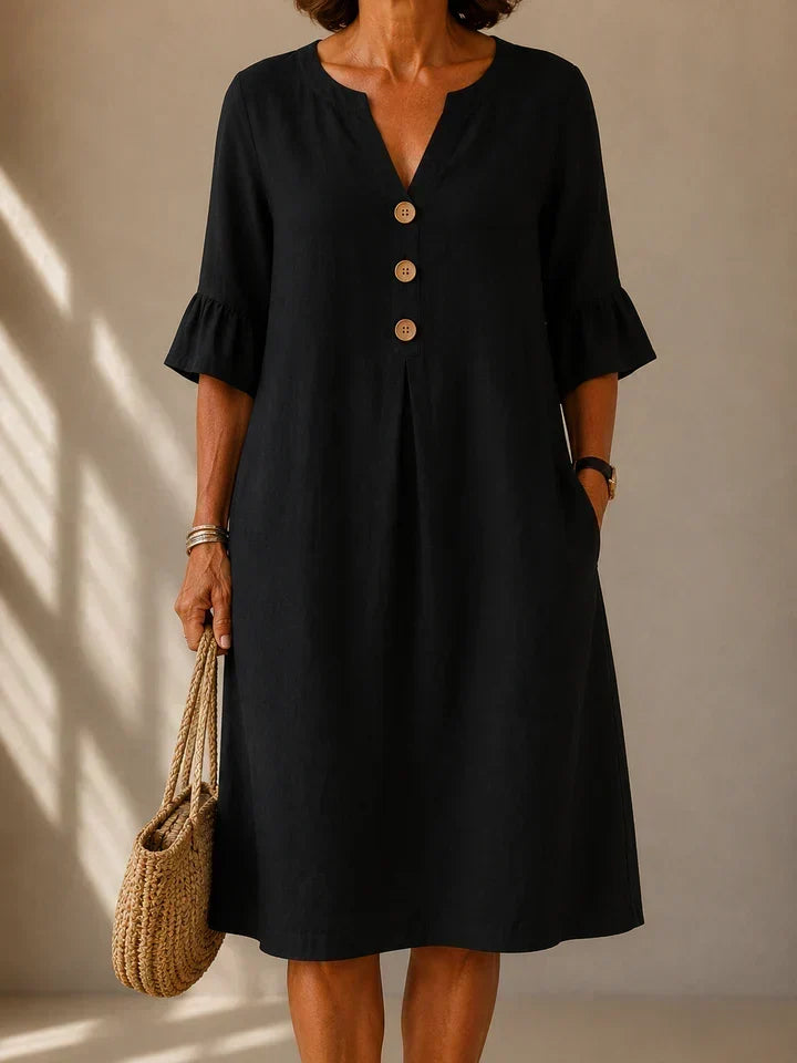 Eleanor – Relaxed Button Midi Dress