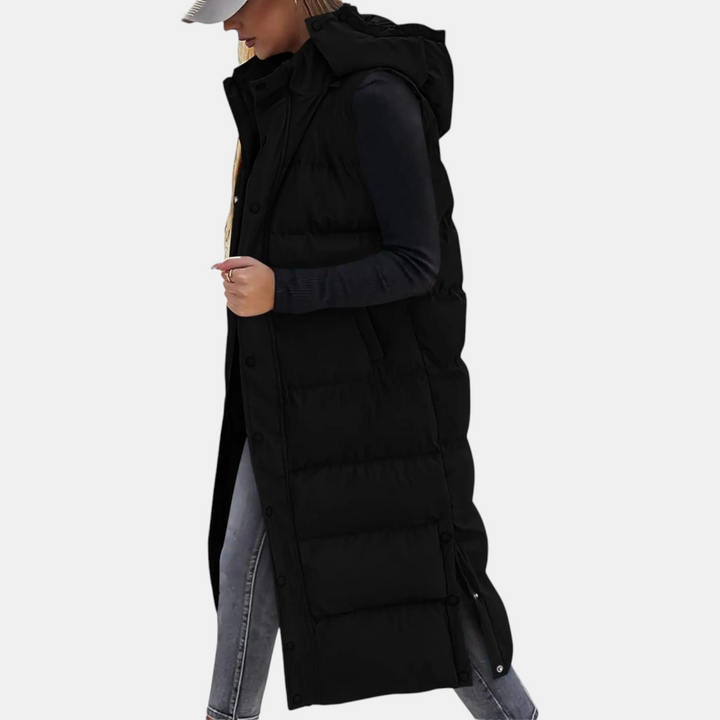 Irene – Long Hooded Quilted Puffer Vest