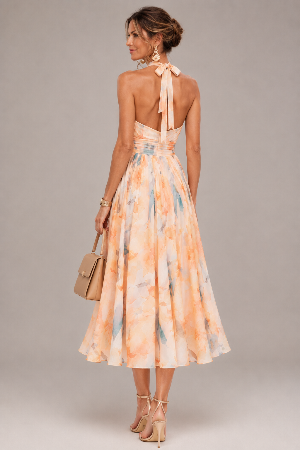 Kate – Floral Halter Neck Midi Dress