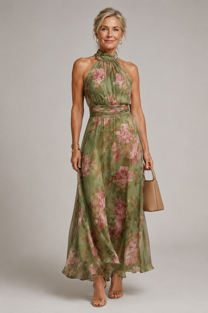 Rosemary – Floral Halter Midi Dress