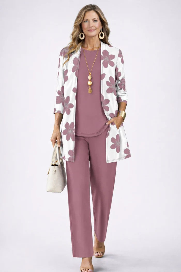 Jacqueline – Relaxed Tropical Print Three-Piece Set