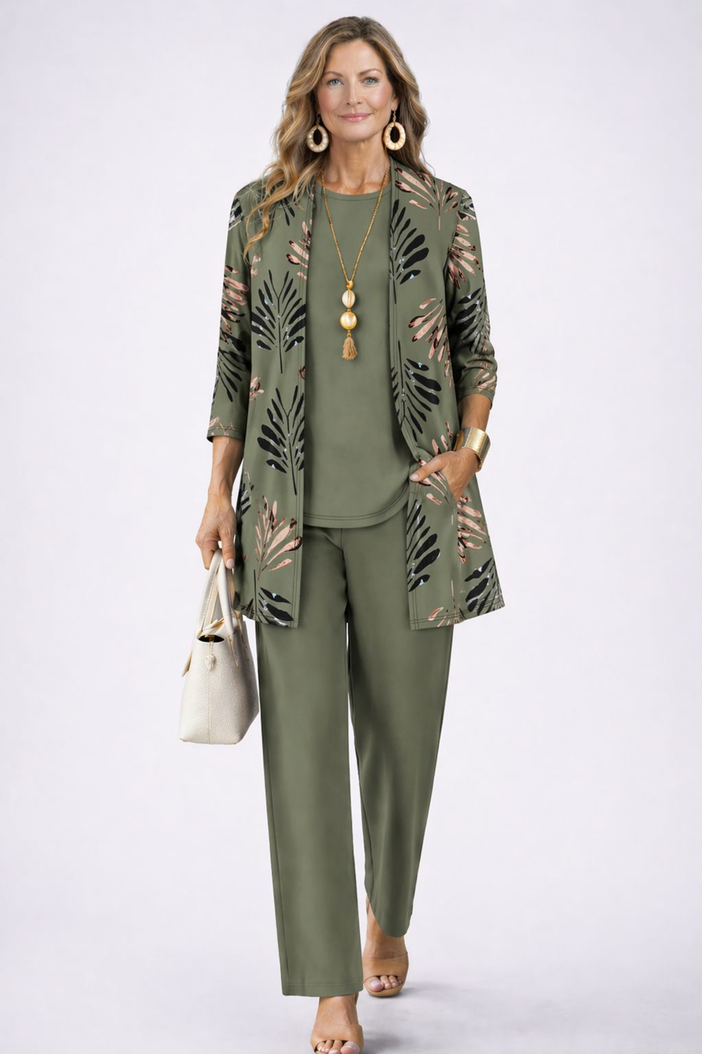 Jacqueline – Relaxed Tropical Print Three-Piece Set