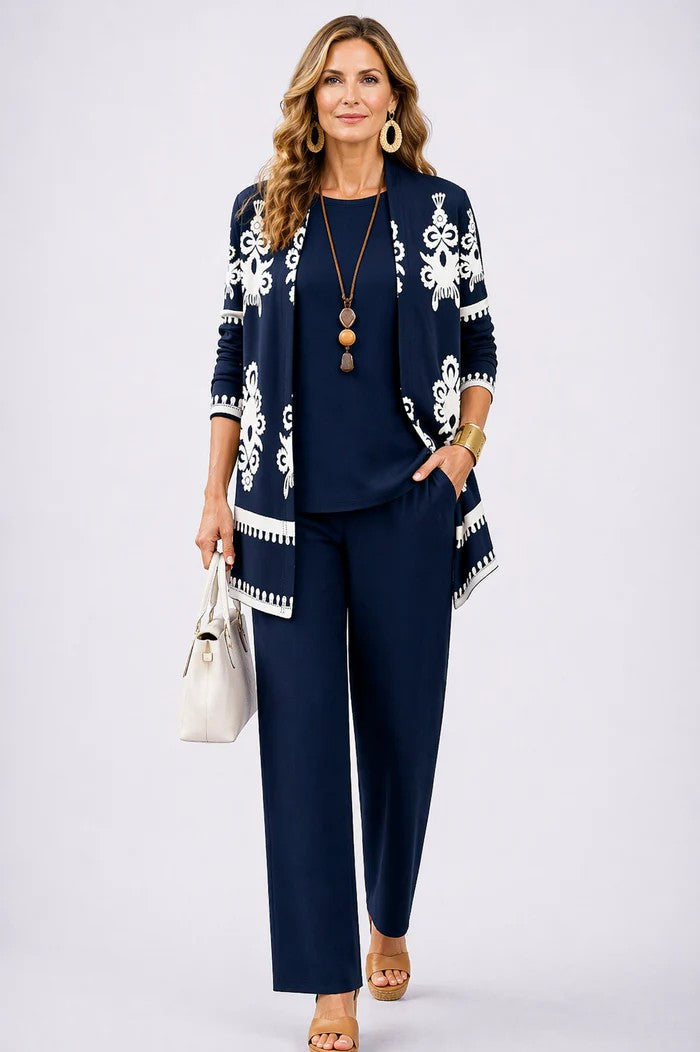 Jacqueline – Relaxed Tropical Print Three-Piece Set