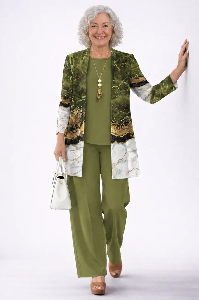 Jacqueline – Relaxed Tropical Print Three-Piece Set