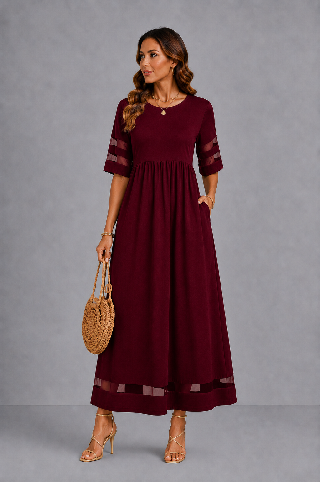 Janine – Flattering Empire Waist Midi Dress