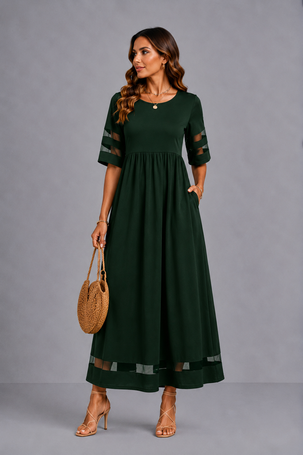 Janine – Flattering Empire Waist Midi Dress