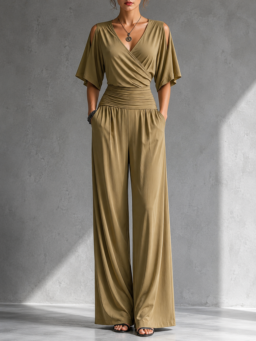 Lee – Wide-Leg Wrap-Front Jumpsuit