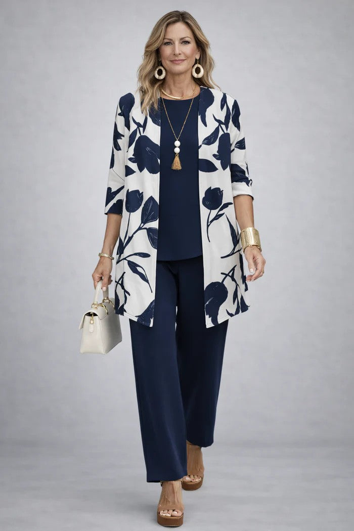 Jacqueline – Relaxed Tropical Print Three-Piece Set