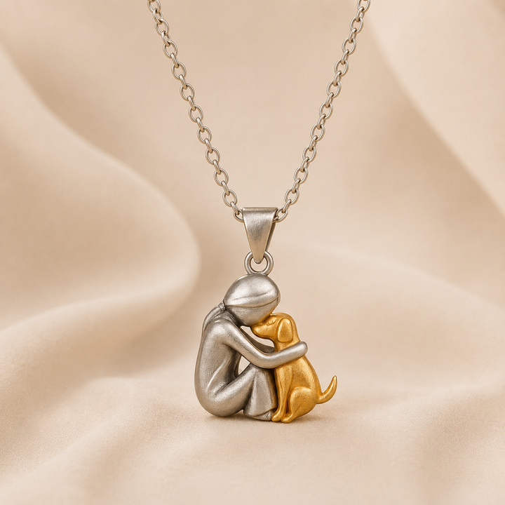 Dorothy – Person and Dog Embrace Pendant Necklace