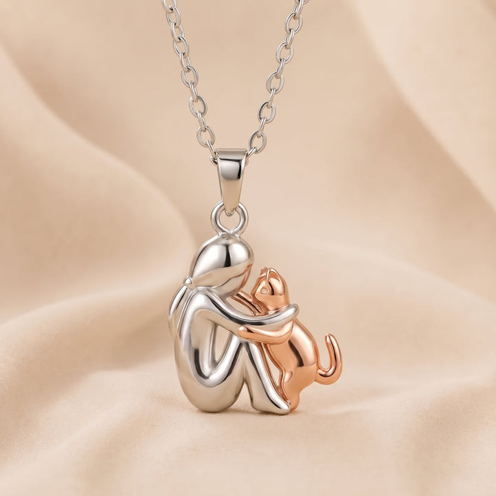 Dorothy – Person and Dog Embrace Pendant Necklace