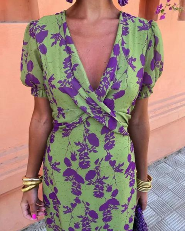 Michelle – Floral Wrap-Style Midi Dress