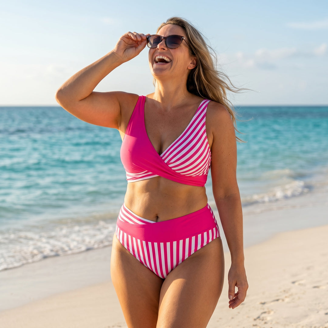 Wendy – Striped Wrap Bikini Set