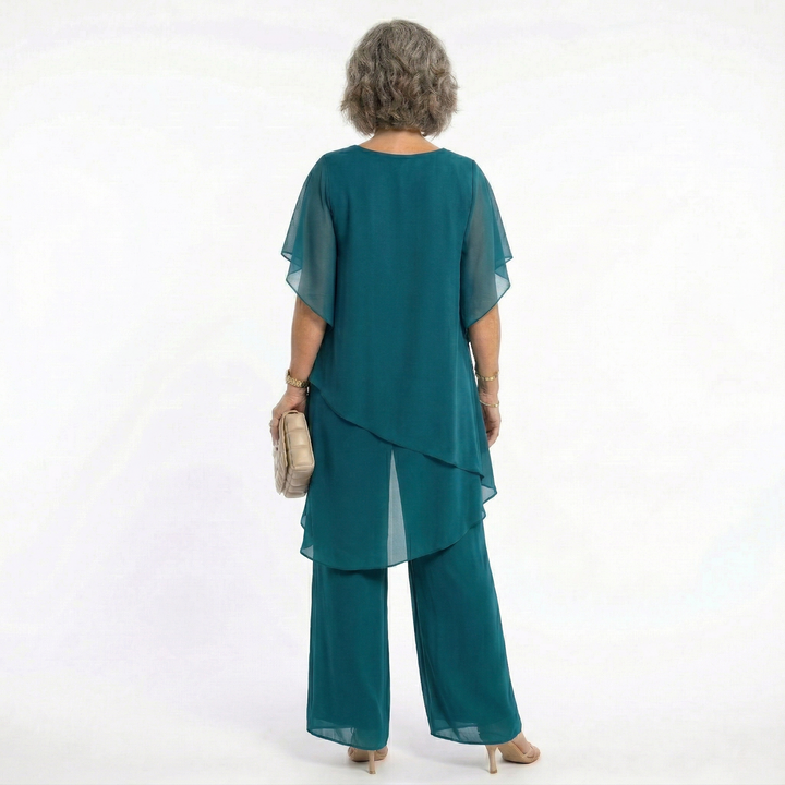 Nicole – Tiered Tunic and Wide-Leg Pants Set