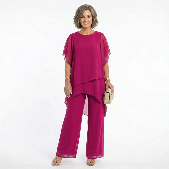 Nicole – Tiered Tunic and Wide-Leg Pants Set
