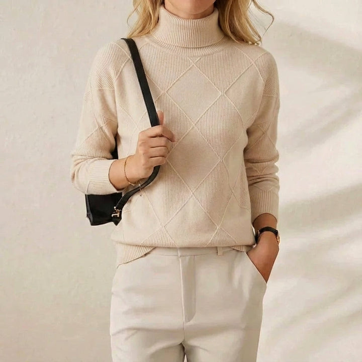 Mildred – Turtleneck Diamond Knit Jumper