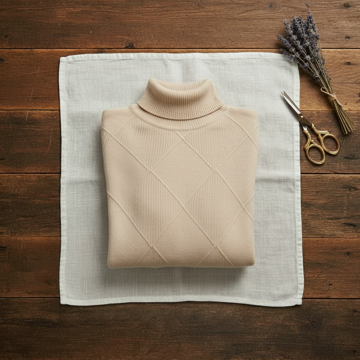 Mildred – Turtleneck Diamond Knit Jumper