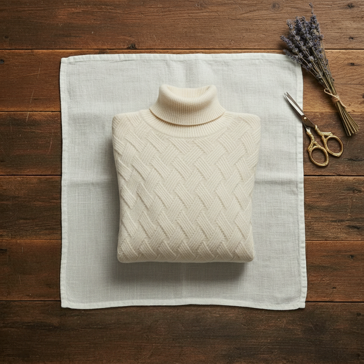 Teresa – Turtleneck Herringbone Knit Jumper