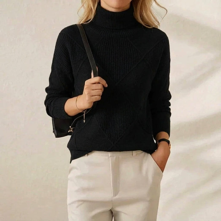 Mildred – Turtleneck Diamond Knit Jumper