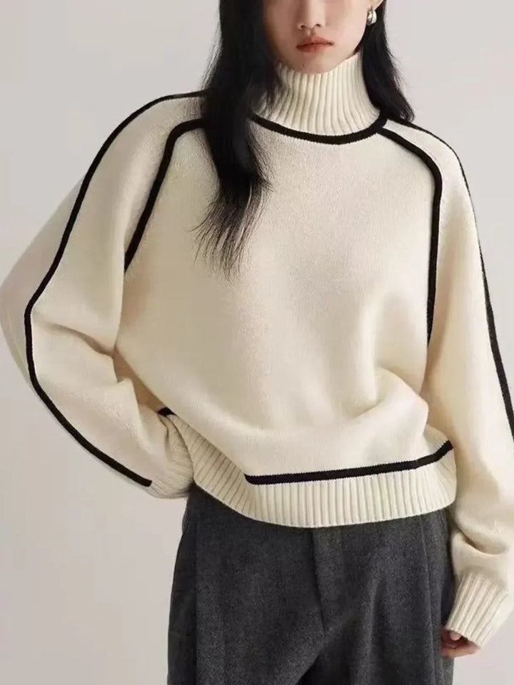 Amy – Contrast Piped Turtleneck Jumper