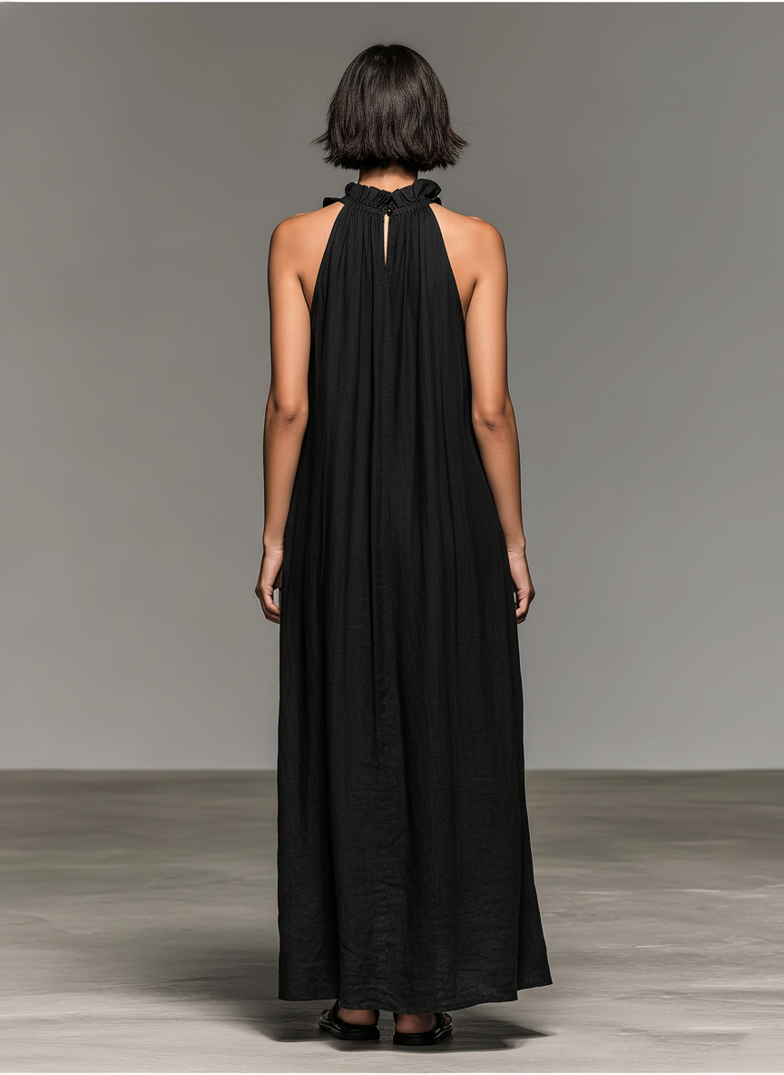 Pamela – Ruffled Halterneck Maxi Dress