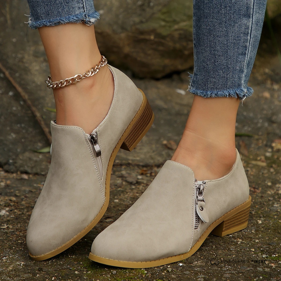 Tanya – Zip-Up Ankle Boots with Block Heel