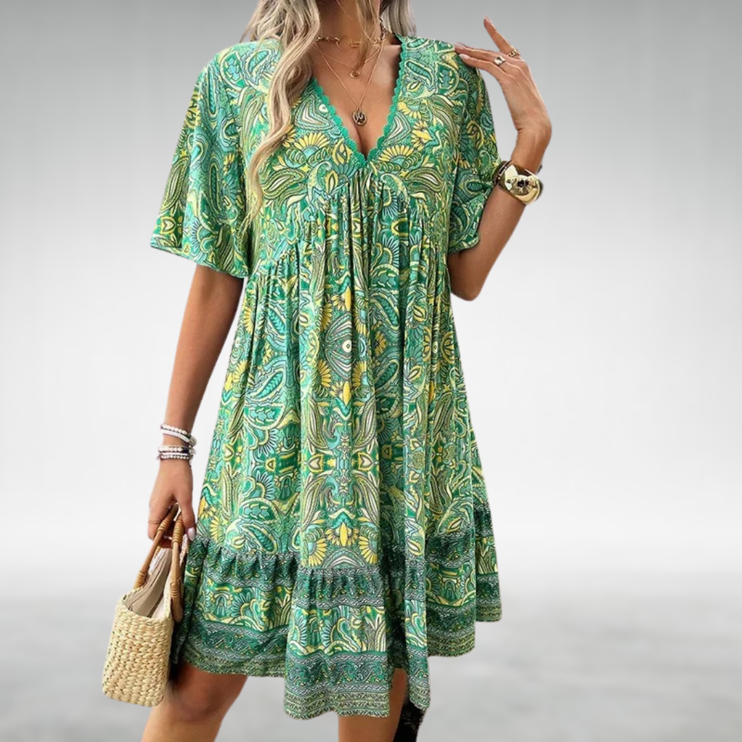 Katherine – Boho Paisley Print Mini Dress