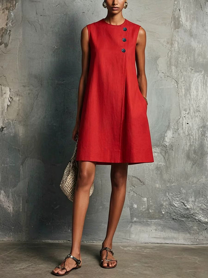 Wendy – Asymmetric Button Mini Dress