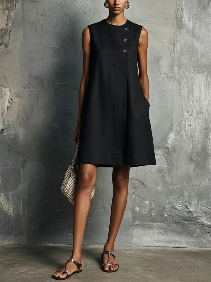 Wendy – Asymmetric Button Mini Dress