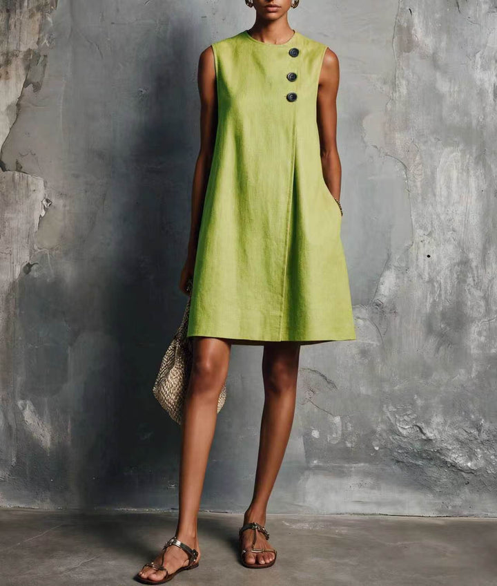 Wendy – Asymmetric Button Mini Dress