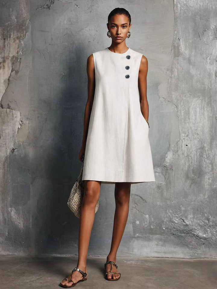 Wendy – Asymmetric Button Mini Dress