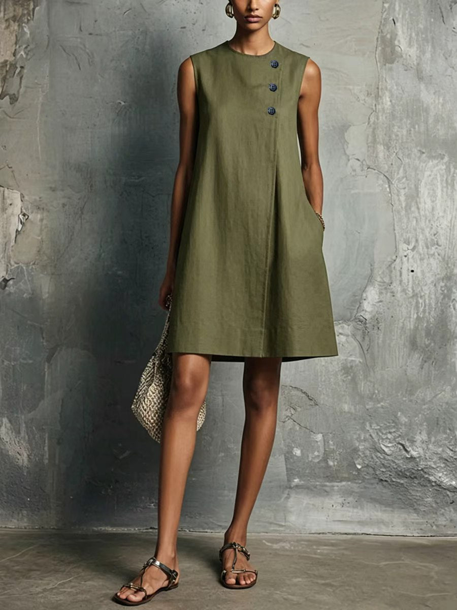 Wendy – Asymmetric Button Mini Dress