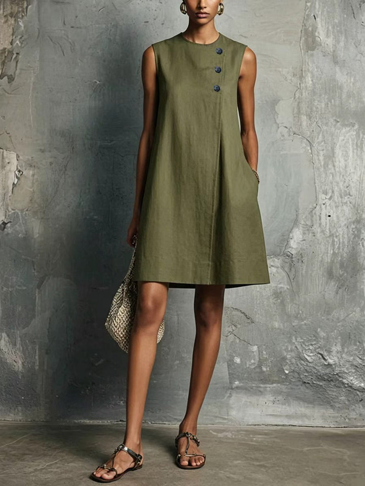 Wendy – Asymmetric Button Mini Dress