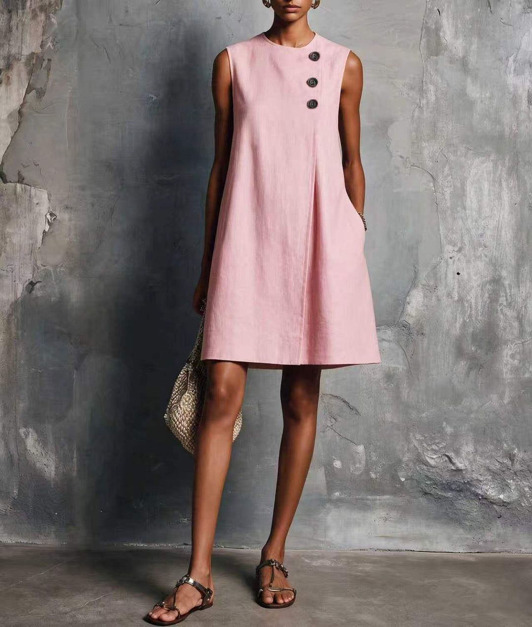 Wendy – Asymmetric Button Mini Dress