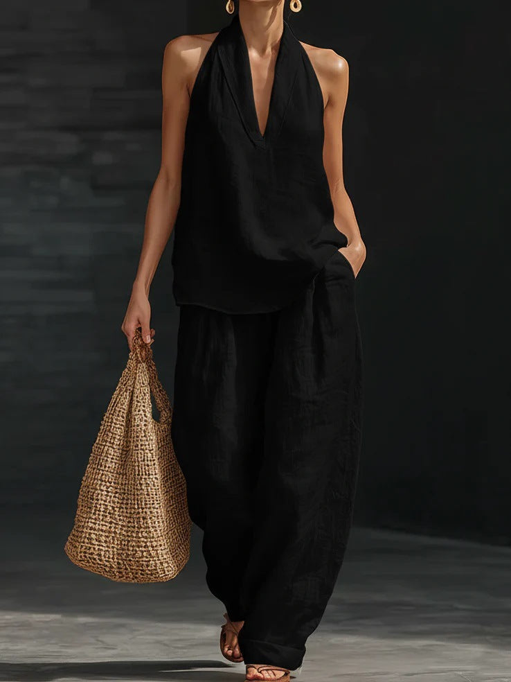 Kelly – Halter Top and Wide-Leg Pants Set