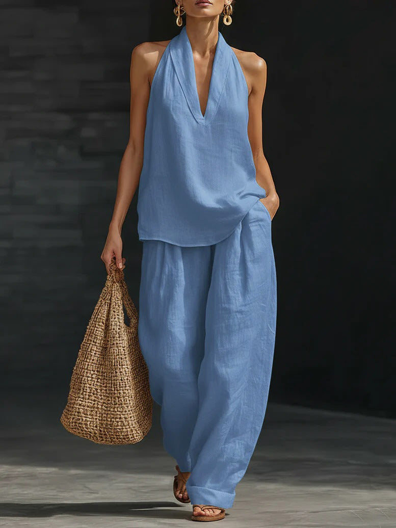 Kelly – Halter Top and Wide-Leg Pants Set