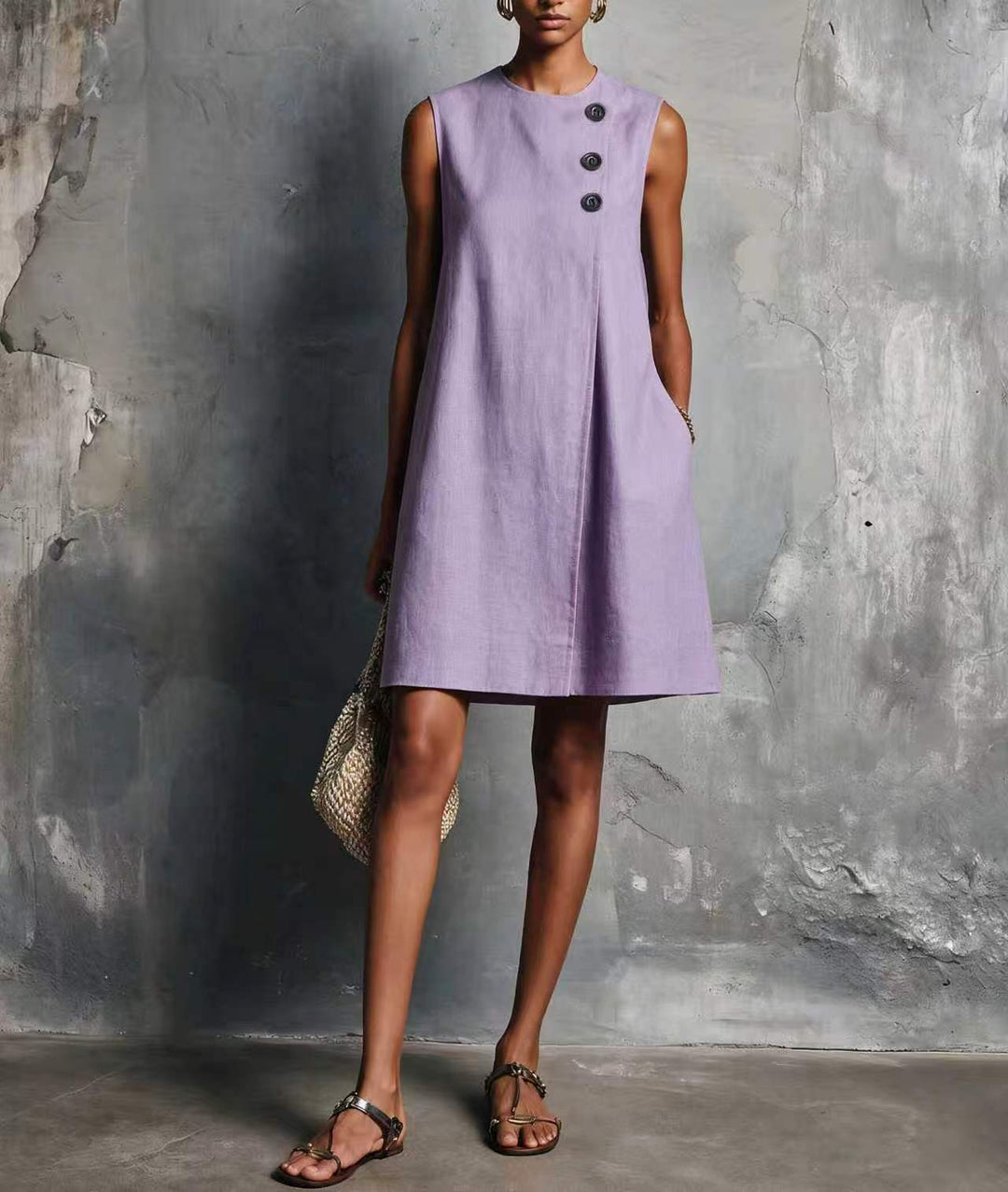 Wendy – Asymmetric Button Mini Dress