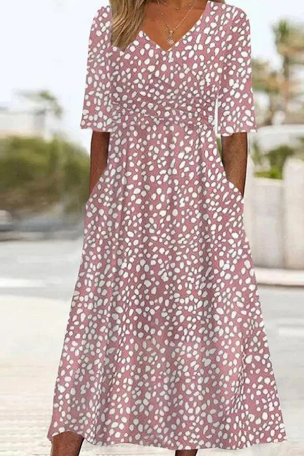 Teresa – Spot Print Tummy Covering Midi Dress
