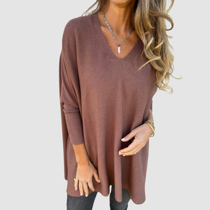 Carleen – Relaxed V-Neck Knit Jumper