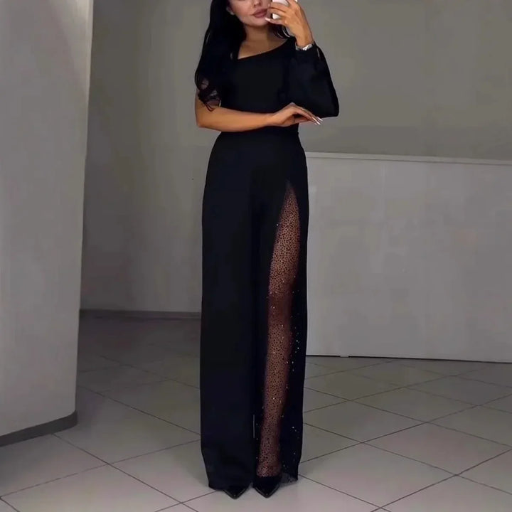 Elsie – Mesh Panel Wide-Leg Jumpsuit