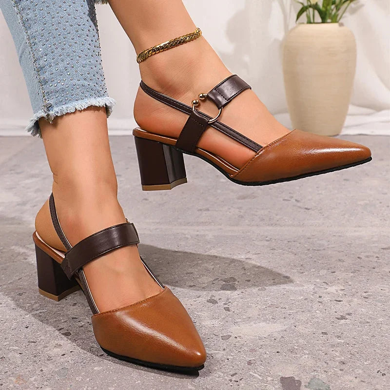 Tanya – Pointed Slingback Block Heel