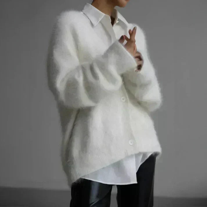 Joan – Fluffy Oversized Button-Up Cardigan
