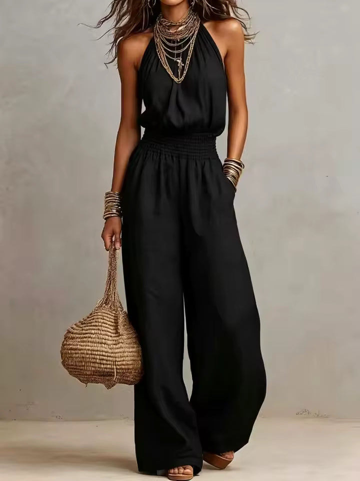 Bernadette – Halter Neck Wide-Leg Jumpsuit