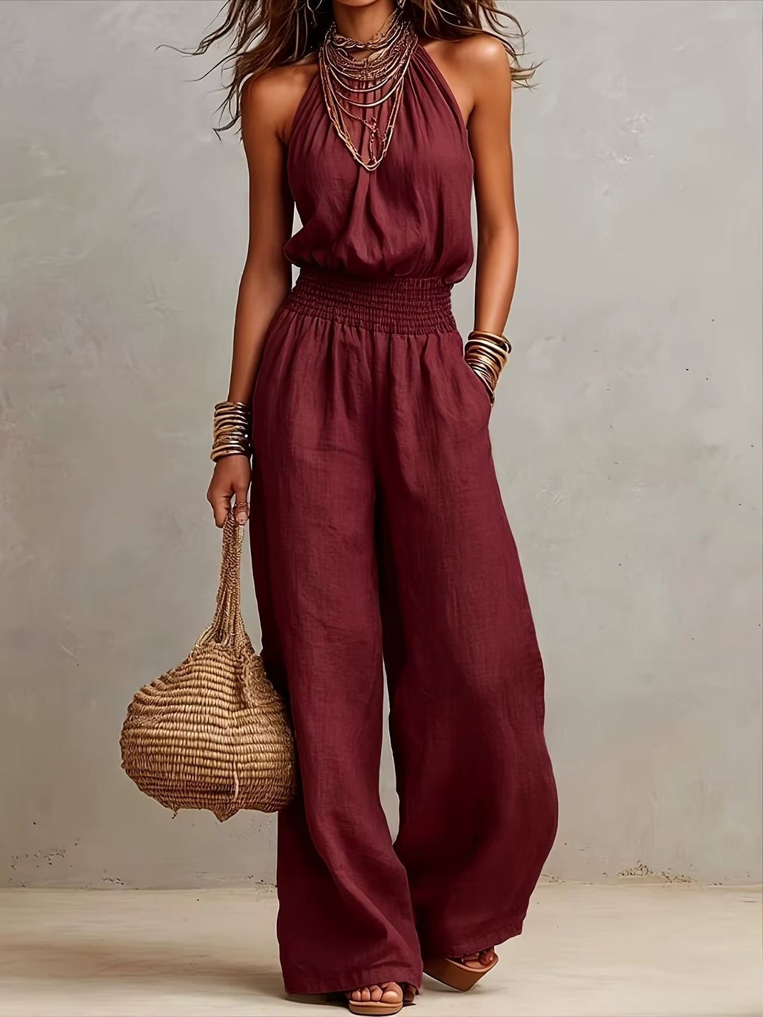 Bernadette – Halter Neck Wide-Leg Jumpsuit