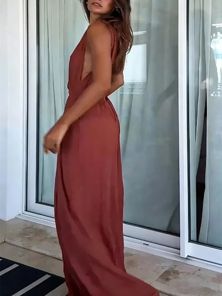 Laverne – Elegant Deep V Wide Leg Jumpsuit