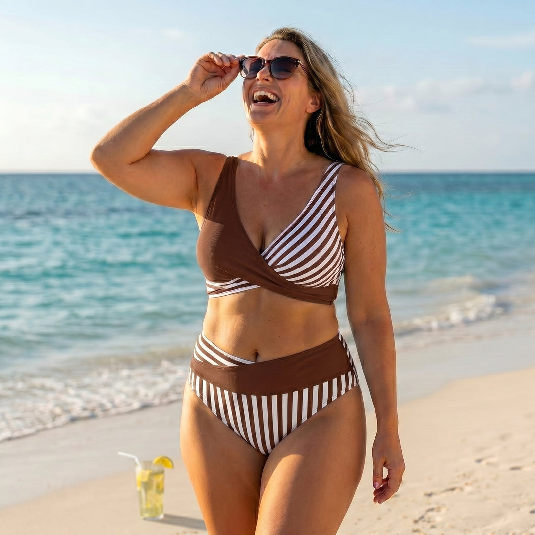 Wendy – Striped Wrap Bikini Set