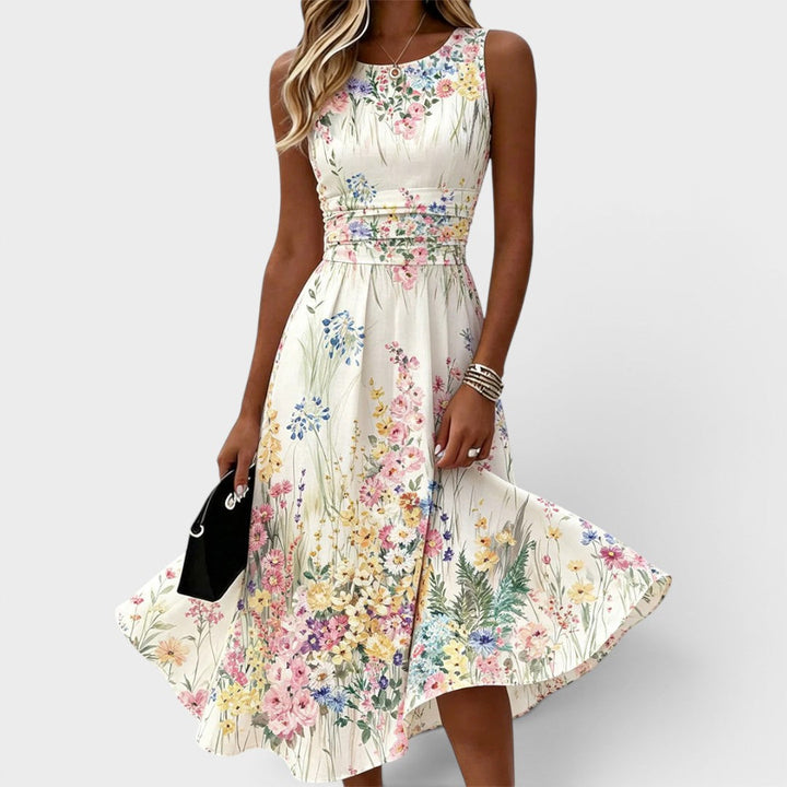 Gayle – Sleeveless Wildflower Midi Dress